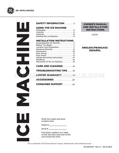 GE UCC15NJII Owner's Manual and Installation Instructions
