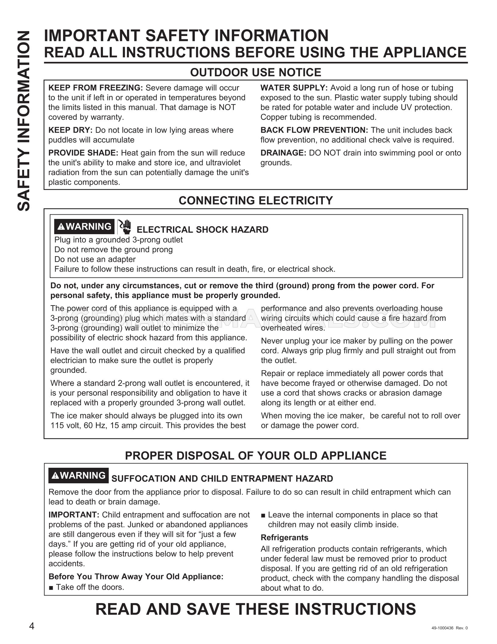 GE UNC15NJBII Ice Machine Owner's Manual and Installation Instructions