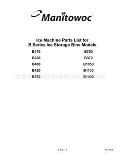 Manitowoc B400 Parts List