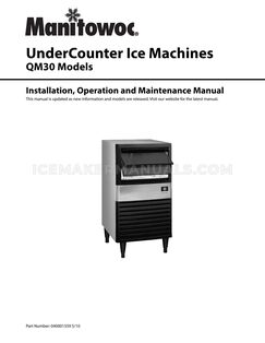 Manitowoc QM30A Installation, Operation and Maintenance