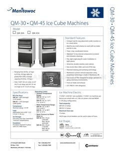 Manitowoc QM45A Specifications Sheet