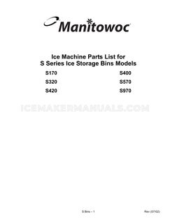 Manitowoc S170 Parts List
