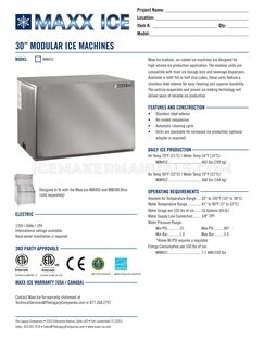 Maxx Ice MIM452 Specifications Sheet