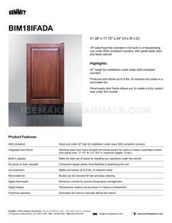 Summit BIM18IFADA Spec Sheet