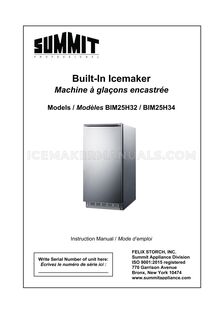 Summit BIM25H34 Use and Care