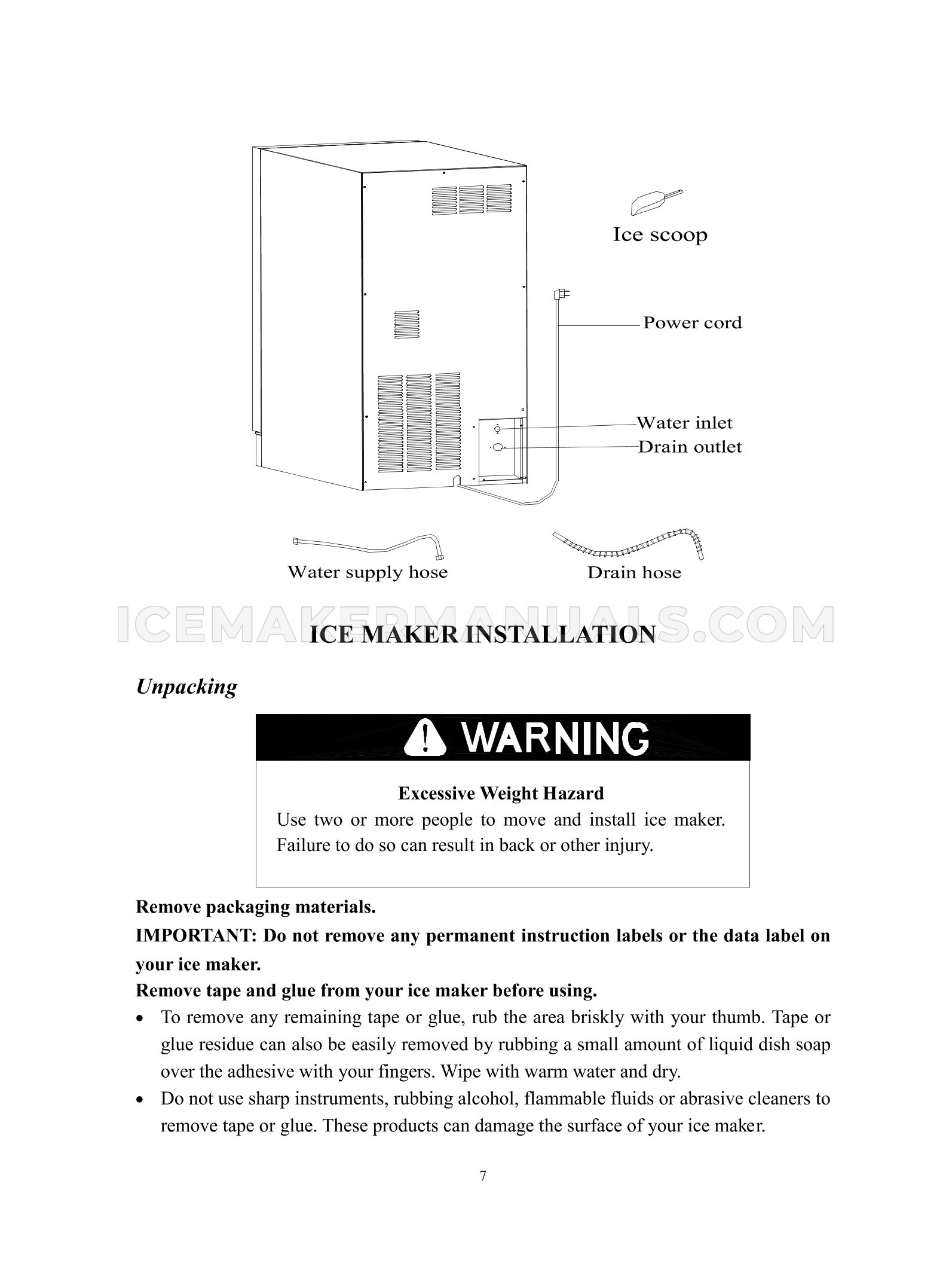 Summit BIM44GIF Ice Machine Use and Care Manual Ice Maker Manuals