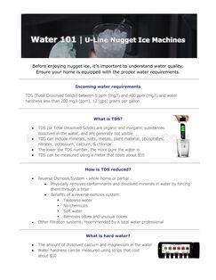 U-Line UONB115SS01B Water Requirements